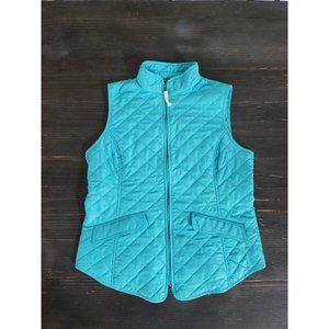 Van Heusen Women Bright Blue Quilted Vest Size Medium M Full Zip